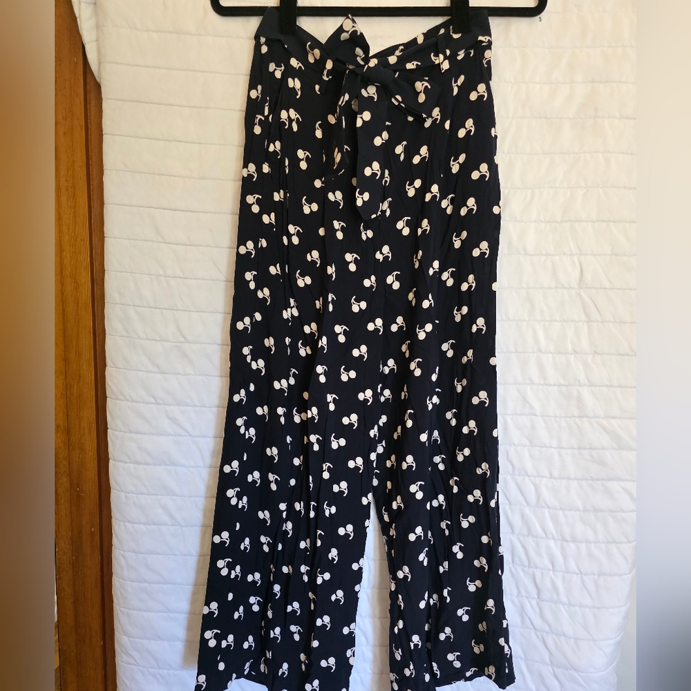 FRNCH Navy Cherry Print Pants